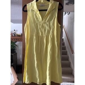 Terzo Millenio Sleeveless Linen Dress Yellow Romantic Feminine Coquette